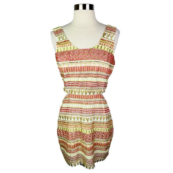 Parker Beaded Sequin Cut-Out Mini Dress - Size Small - Picture 1 of 7